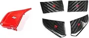 YGHPN Carbon Fiber Car Steering Wheel Switch Button Panel Sticker Knob Cover Trim, for Chevrolet, for Corvette C8 Z51 2020 2021 2022 car Steering Wheel Covers(Red)
