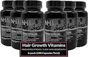 Nicole + Brizee N+B Hair Growth Vitamins - with Biotin, Vitamin C, Zinc, and Vitamin B12 - Natural-Based Hair Care Formula - Made in The USA - (30 Day Supply)(6-Pack)