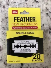 FEATHER Hi-Stainless Platinum Coated Double Edge Razor Blades 20 [$4.00 Shipping