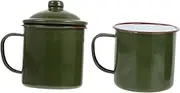 ASAKKURA 2pcs Army Green Enamel Mug Coffee Camp Mugs Vintage Coffee Mugs Tea Cup Home Mug Water Cups Camping Coffee Mugs Camping Mug Cup Espresso Paper Cups Campfire Coffee Mug Coffee Cup