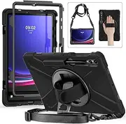 [JSUSOU] Galaxy Tab S9 Plus Case 2023 with Screen Protector/Pen Holder | Samsung S9+ 12.4 Inch Case SM-X810/X816B/X818U W/Stand Hand Shoulder Strap | Heavy Duty Rugged Protective Cover for Kids