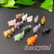 Natural Quartz Crystal Triceratops Skull Carved Crystal Dinosaur Sculpture Reiki