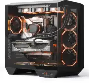 darkFlash Full-Tower ATX Gaming PC Case, Back Plug-in Motherboard, Black