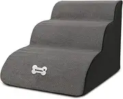 Galatée Pet Stairs, Washable & Zippered Cover Removable Pet Ramp, High Density Foam Dog Stairs, Dog Steps, 3 Floors Of Pet Stairs, Dog Sofa Bed(Grey)