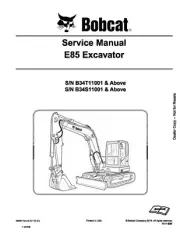 Paper Bobcat E85 Compact Excavator Workshop Manual Service Shop Repair 6990617