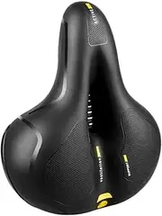 [JZS] Comfortable Seat Cushion for Men Women with Reflective Strips Dual Shock Absorbing Ball Memory Foam Waterproof Wide Bicycle Saddle for Road Bikes