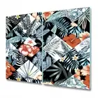 Glass Induction Ceramic Hob Cover Tropical Patchwork Flowers Watercolour 2x30x52