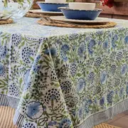 Kolka Senetti Tablecloth – Green Hand Block Printed Textile Decor