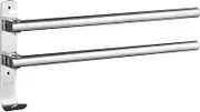 Swivel Out Towel Racks with Hooks 2-Bars Foldable Arms Bath Towel Hanger Wall Mount Towel Bar Stainl Steel Towel Holder Organizer for Bathroom Kitchen
