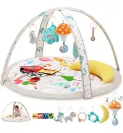 Soft Tummy Time Mat with 7 Detachable Baby Play Gym & Activity Mat Activi Qa