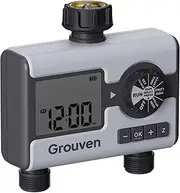 Grouven Water Timer for Garden Hose Sprinkler Timer with Rain Delay, Manual, Automatic Watering System Watering Hose Timer Programmable Faucet Timer for Yard Lawn Pool，2 Outlet