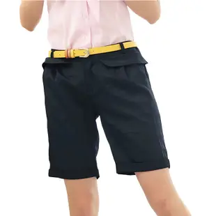 眼圈熊 中大尺碼 R116今夏最新流行荷葉邊造型褲頭百慕達直筒五分短褲(黑.綠M-4L)