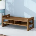 Desk Organizer Storage Rack Wooden Monitor Stand Riser with Shelf for Computer