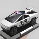 Cyber Truck Toy Police Car with Cyberquad Alloy Diecast Metal Model Pickup Truck