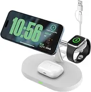 3 in 1 Wireless Charger Stand for Mag-Safe Charging,15W Fast Magnetic Wireless Charging Station for iPhone 16/15/14/13/12 Pro/Pro Max/Plus/mini,AirPods,Apple Watch Series 10/9/8/7/6/SE/5/4/3/Ultra 2