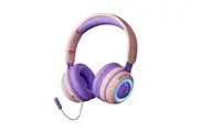 Kids Bluetooth Headphones Foldable Over Ear Stereo Wireless Headset with Microphone-Purple