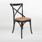 French Provincial Cross Back Timber Dining Chair with Rattan Seat