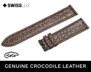 Crocodile Alligator Leather For BAUME ET MERCIER Watch Brown Strap Band Clasp SQ