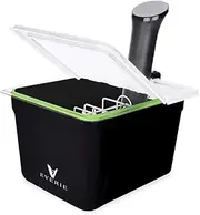 EVERIE Sous Vide Container 12 Quarts with Collapsible Hinge Lid and Sous Vide Rack and Insulation Sleeve Compatible with Anova Nano 750w and AN500-US00 1000w (KIT-12-NANO-PP)