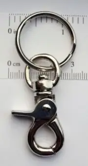 6 Sturdy Swivel Trigger Clasp Claw w/ Key Ring SILVER Metal ~ for Purse + Crafts