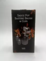 Sauce Pot and Basting Brush Set with 2 Cups, Basting Brush for Grilling