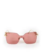Pink Rimless Butterfly Rose Tinted Sunglasses