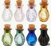 8pcs - 8 colors Miniature Glass Bottles with Cork Stoppers Empty Wishing