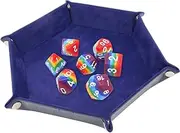Winterworm Foldable Dice Rolling Tray,Hexagon PU Leather Dice Holder Game Box Velvet for D&D,RPG,Table Games or Desktop Phone Key Storage