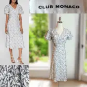 CLUB MONACO MIDI Button Front Dress Size 0