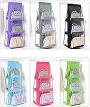 Hanging Handbag Organizer Purse Bag Collection Storage Holder 6 Pockets Foldable Closet Dust-Proof Storage Organizer B