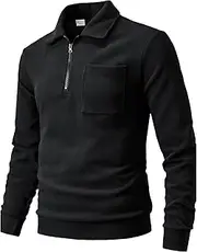 [Harbrosrce] Sweatshirt for Men with Quarter Zip Fleece Pullover Soft Mouth Stand-up Collar Pullover with Fleece Lined Warm Long Sleeve Shirt