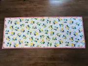 43.5" x 17" Lined TABLE RUNNER handmade w/"YELLOW-BLUE FRUITS" VTG Fabric, NEW