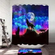 Full Moon Night Wolf Pack Shower Curtain