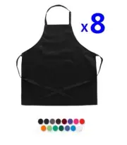 8x Plain Apron Bib Washable Pocket Butcher Waiter Chef Kitchen Cooking Craft