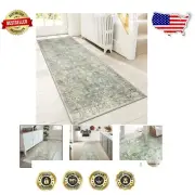 Non-Slip 2x12 Runner Rug for Entryways - Lightweight Floral Design, Washable