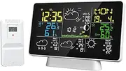 Digital Thermometer LCD Weather Station Clock Alarm, Digital Atomic Clock, Temperature and Humidity, Calendar, Alarm Clock, Forecast Station for Home