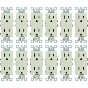 12 Pack Sunlite E526 15A Decorative Duplex Receptacle, Ivory