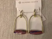 Kendra Scott Sassy Statement Pink Rainbow Calsilica Drop Earrings NWT