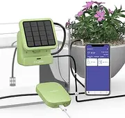 Raddy WS-2 Wi-Fi Automatic Watering System, Solar Drip Irrigation System, APP Control with Flexible Mini Hub, Water Shortage Alert, 2600mAh Built-in Battery, Easy DIY for Potted Plants, Balcony