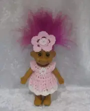 Made to fit your 7" TRACEY TROLL, Clothes #19 Crochet Dress & Flower Headband