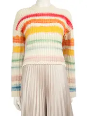 Rainbow Striped Wool Knitted Sweater