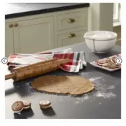 Hearth & Hand with Magnolia 16" Engraved Christmas Tree Pattern Wood Rolling Pin