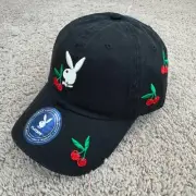 Playboy Hat Lids X Adjustable Strap Black White Tux Bunny Logo Cherry Dad Cap