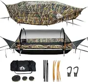 Night Cat Flat Lay Hammock Tent with Mosquito Net Waterproof Rainfly Storage Room for 1 Person Backpacking Hiking Camping Lightweight 440LBS 87x28x19in