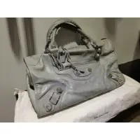 在飛比找蝦皮購物優惠-最後降價 Balenciaga 機車包 work系列 灰藍色