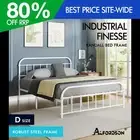 ALFORDSON Metal Bed Frame Double Size Mattress Base Industrial Platform White