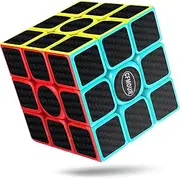 CFMOUR Speed Cube 3x3 - Fast Carbon Fiber Sticker Magic Cube, Smooth Turning Vivid Colour 3D Puzzle Toys - Turns Quicker Than Original