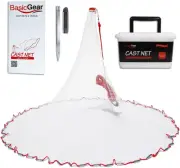 Cast Net | 3Ft-12Ft Radius, 3/8 or 1/4 Inch Mesh for Freshwater and Saltwater Ba