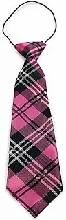 [Zasel] Kids Boys Pink Patterned Elastic Neck Tie - Criss Cross Pink Pink, Black, White