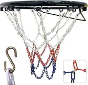 Heavy Duty Basketball Net Replacement, Stainless Steel Basketball Hoop Net, Standard Braided Chain Basketball Net (21 Inch), Fit Most Standard Hoops for Outdoor Indoor Use, Quick Installation